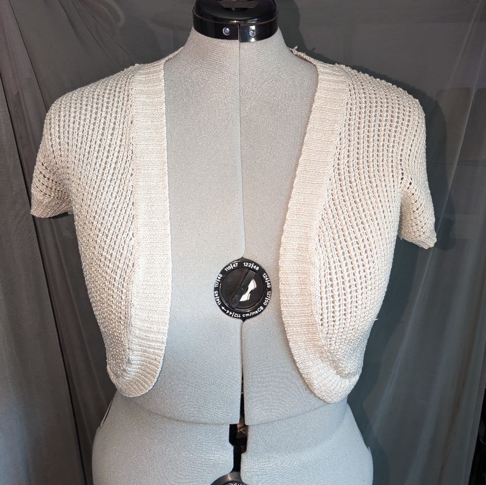 Short Sleeve Open Knit Shrug